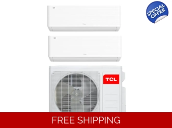 TCL 2-Room Mini Split Heat Pump (-4°F) WIFI, E-Star: 22 SEER2/12 EER/9 HSPF (R410a)